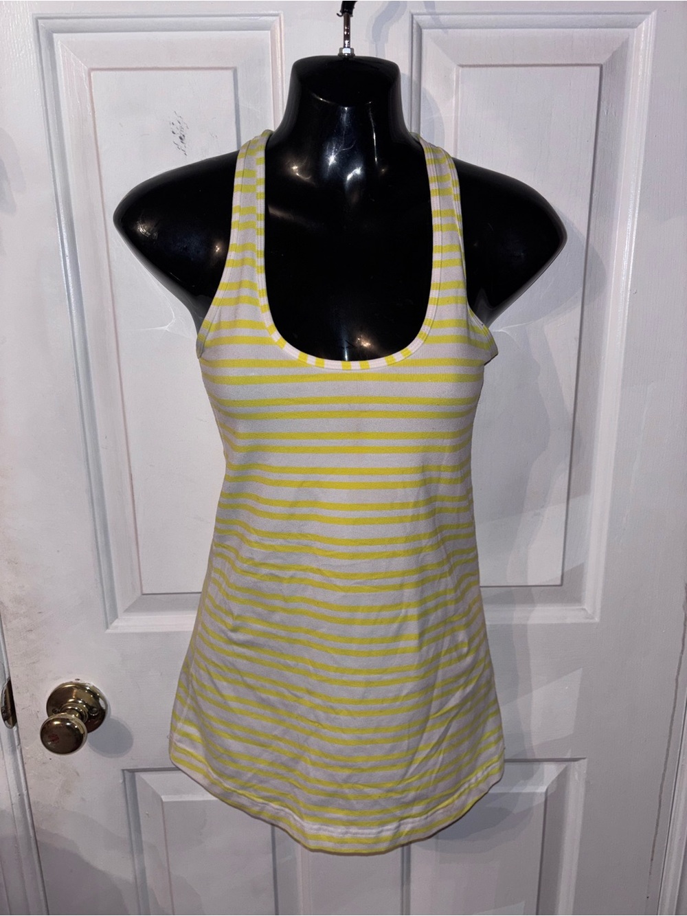 Lululemon Yellow & White Striped Racerback Tank Top